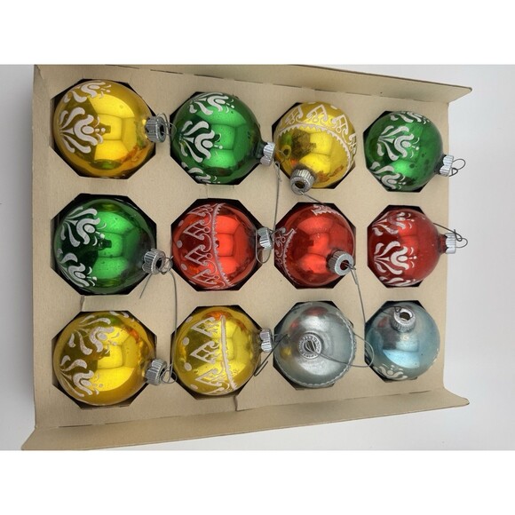 Shiny Brite Vintage Glass Christmas Tree Ornaments Original Box Holiday - Picture 3 of 7